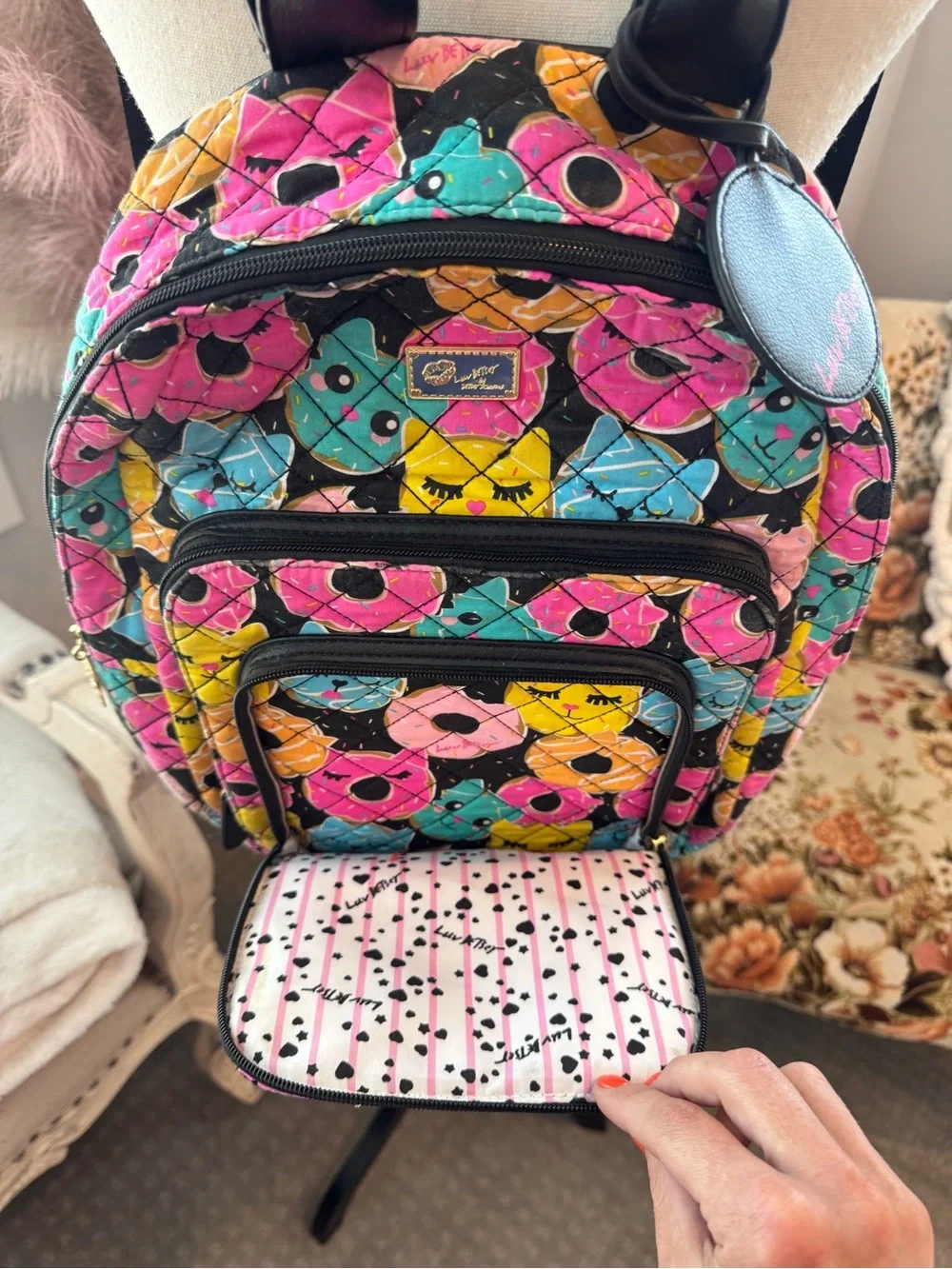 Luv Betsey Donut Cat Backpack Purse Like New